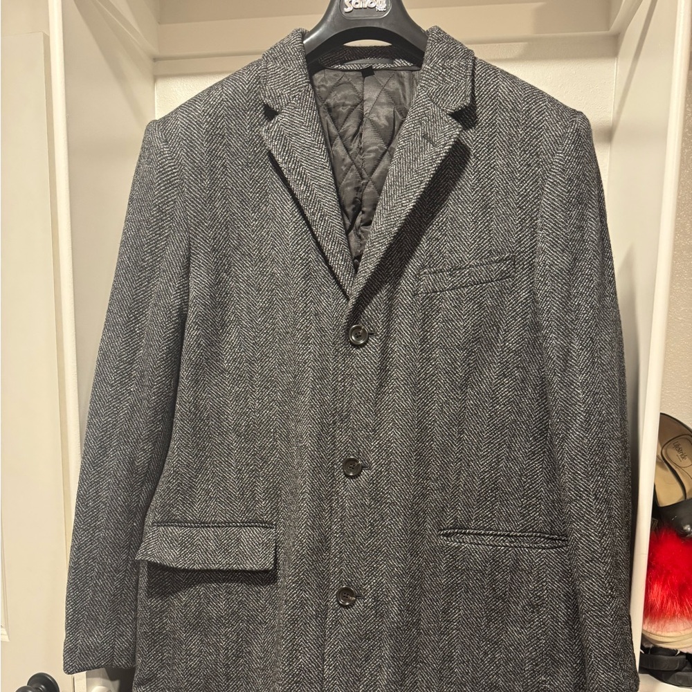J. Crew Charcoal Herringbone Pea Coat
